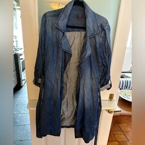 NYDJ Washed Indigo Blue Denim Trench Jacket